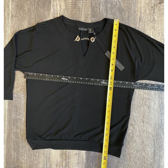 Tahari Blouse Womens Size Small NEW Black & Gold Shirt Dressy Office Career Work - Picture 6 of 8